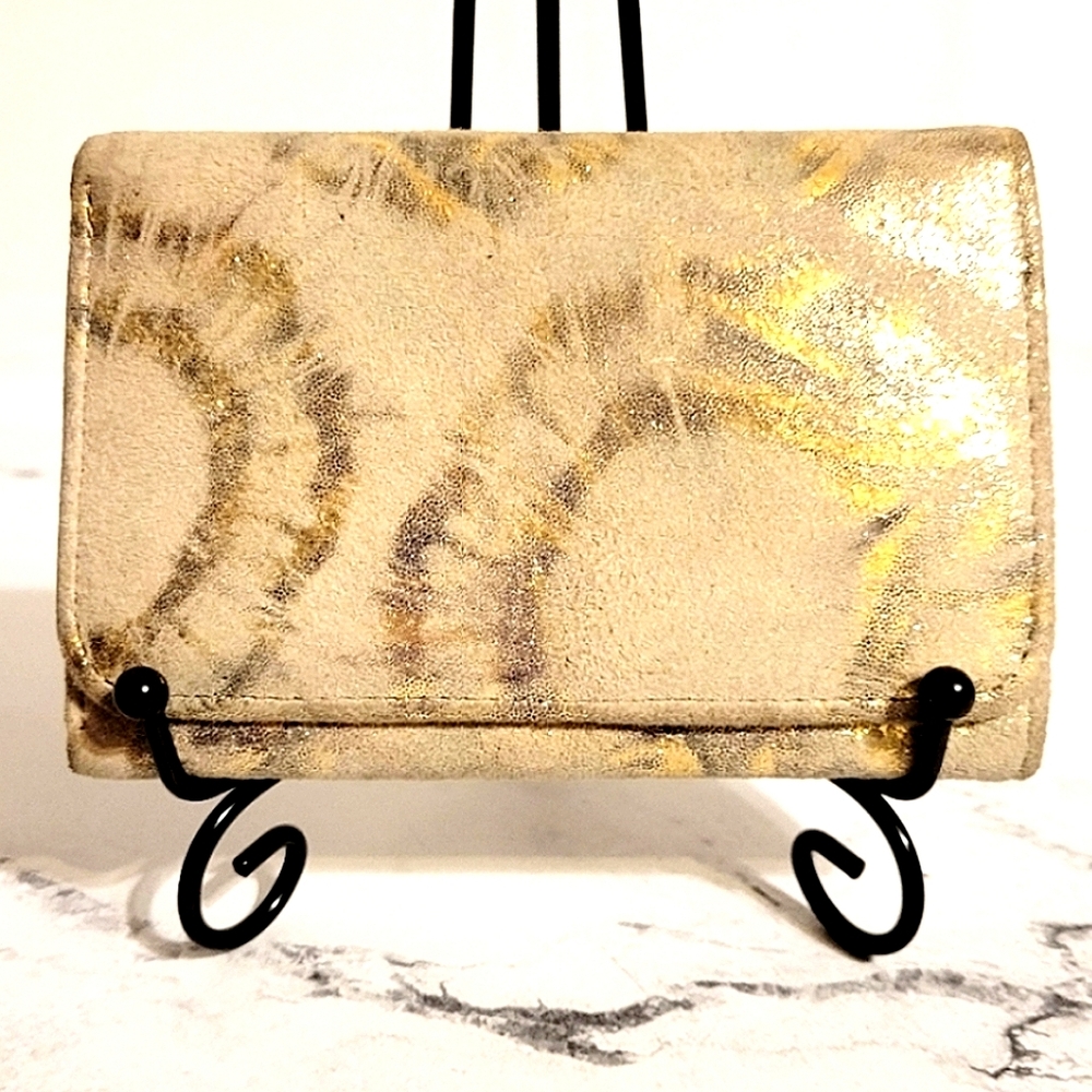 HOBO The Original 'Jill' Sunburst Metallic Gold Tri-Fold Leather Wallet